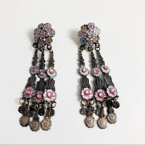 Vintage Flower Floral bouquet dangle earrings